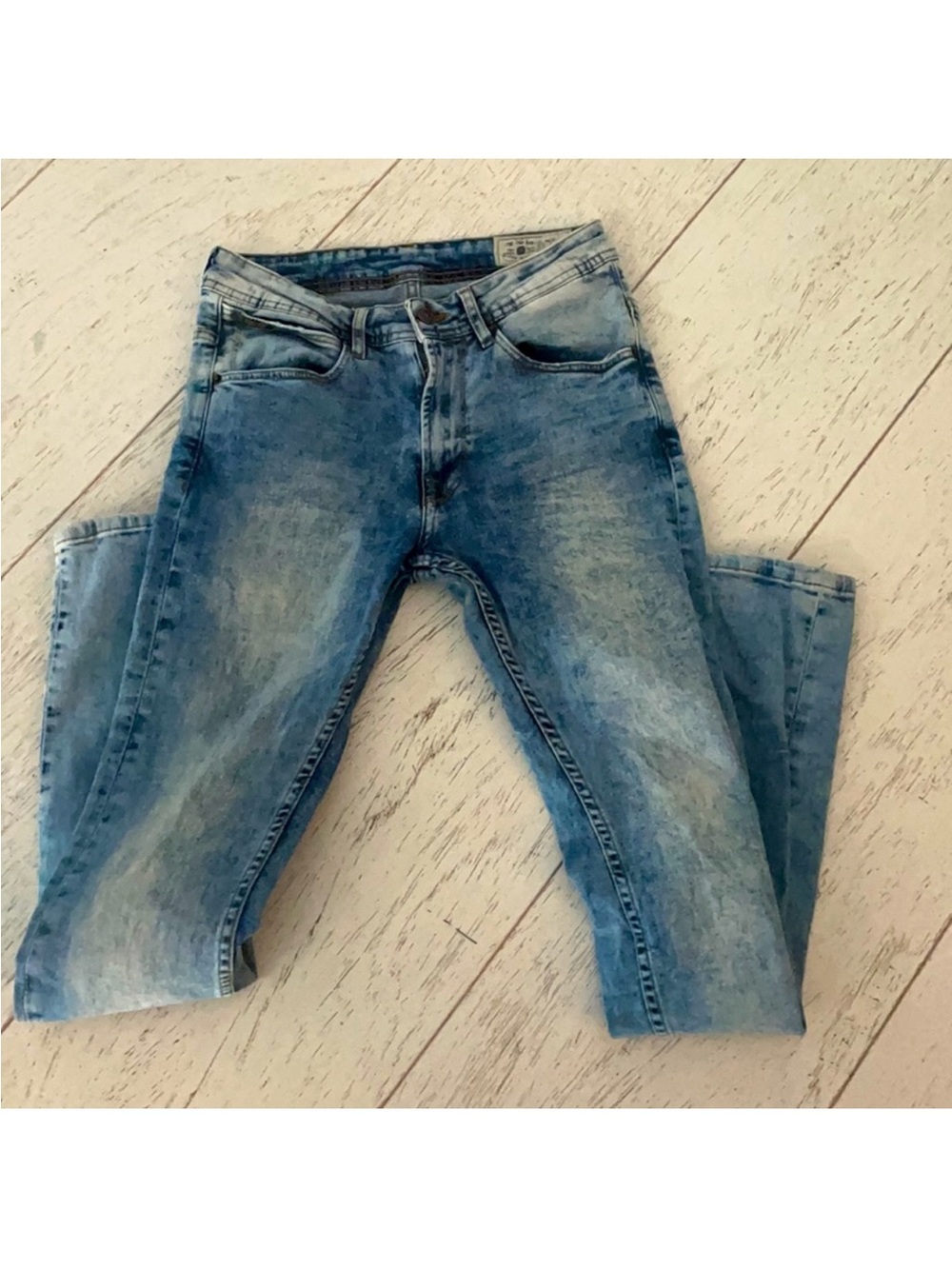 Zara Men's Washed Light Blue Slim Straight Jeans skinny 30 inch